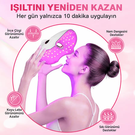 7 Renk LED Işıklı Yüz Bakım Maskesi 400 mAh Şarjlı Cilt Bakım Cihazı