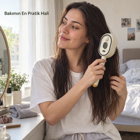 Spreyli Elektrikli Saç Tarağı 300 mAh Şarjlı Nemlendirme Özellikli