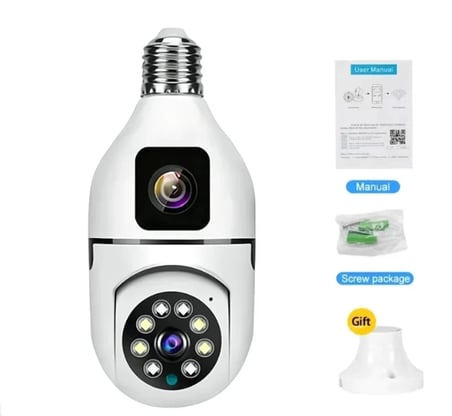 Çift Kameralı 4K Full HD Hareket Sensörlü, 360° Döner Başlıklı Güvenlik Kamerası 