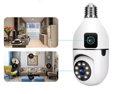 Çift Kameralı 4K Full HD Hareket Sensörlü, 360° Döner Başlıklı Güvenlik Kamerası 