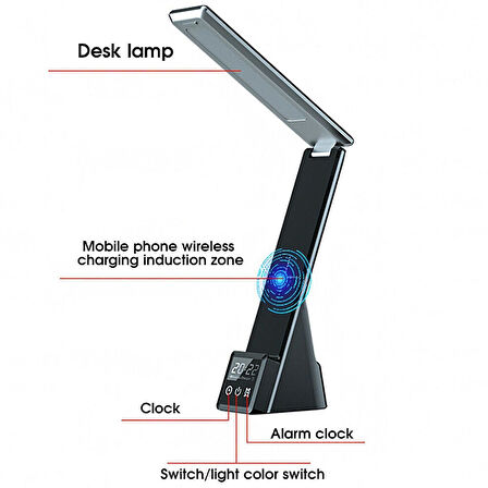 Usb şarj led masa masa lambası kablosuz telefon şarj cihazı okuma gece lambası kablosuz şarj masa