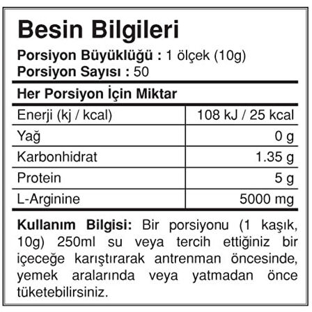 Bigjoy Arginine Powder (Arjinin) 500 gr Amino Asit