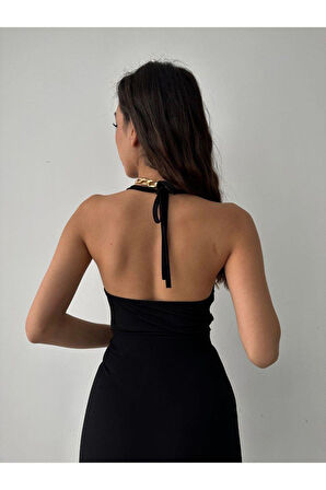 Degaje Yaka Sırt Dekoltesi Sandy Bluz