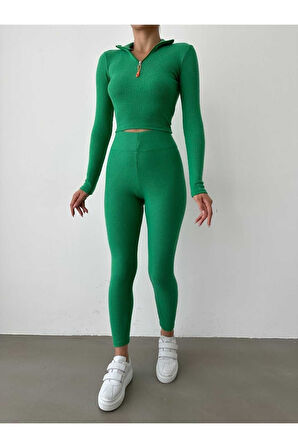 Kaşkorse Tayt-crop Alt-üst Şardonlu Takım