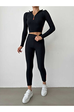 Kaşkorse Tayt-crop Alt-üst Şardonlu Takım