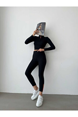 Kaşkorse Tayt-crop Alt-üst Şardonlu Takım