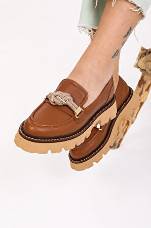 Kadın Taba Loafer Aksesuar Detaylı