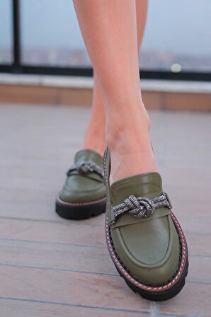 Kadın Taba Loafer Aksesuar Detaylı