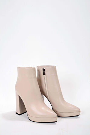 Kadın Bej Hakiki Deri Platform Bot