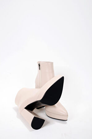 Kadın Bej Hakiki Deri Platform Bot