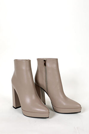 Kadın Bej Hakiki Deri Platform Bot