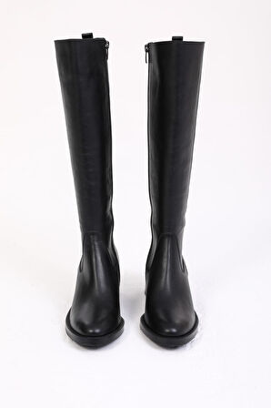 Kadın Deri Çizme Siyah Floter