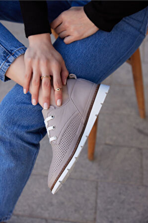 Kadın Yeşil Deri Sneaker Spor Ayakkabı