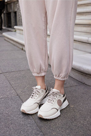 Kadın Deri Sneaker Krem