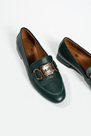 Kadın Siyah Deri Aksesuar Detaylı Ayakkabı