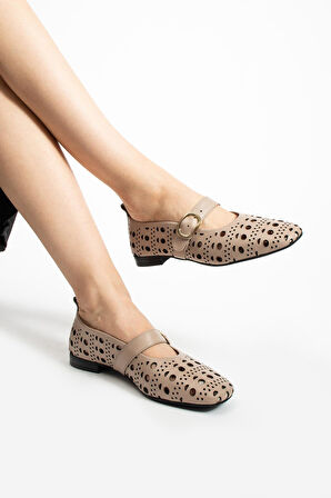 Kadın Hakiki Deri Babet Vizon