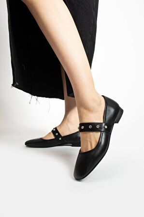 Kadın Hakiki Deri Babet Siyah