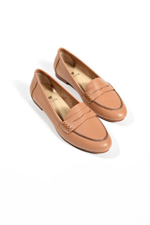 Kadın Hakiki Deri Babet Taba