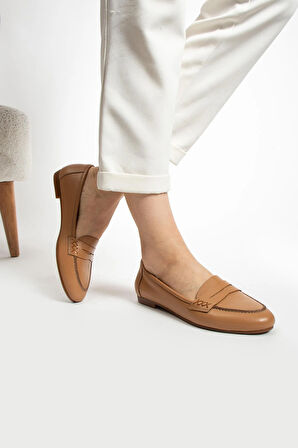 Kadın Hakiki Deri Babet Taba