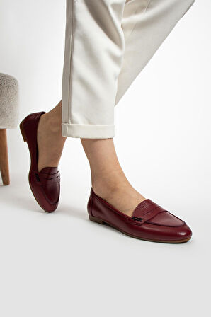 Kadın Hakiki Deri Babet Bordo