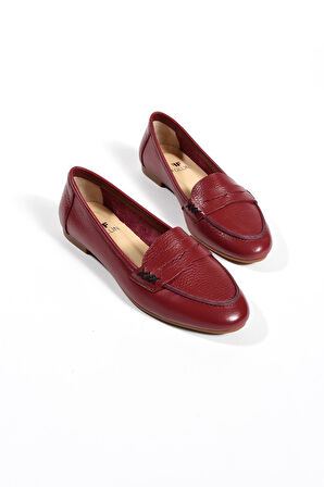 Kadın Hakiki Deri Babet Bordo