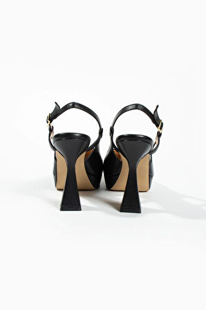 Kadın Deri Ayakkabı Topuklu Siyah