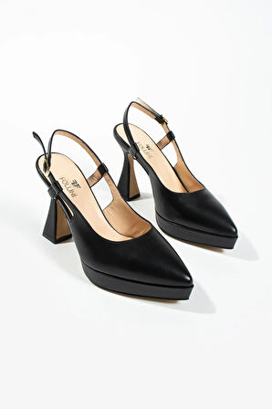 Kadın Deri Ayakkabı Topuklu Siyah