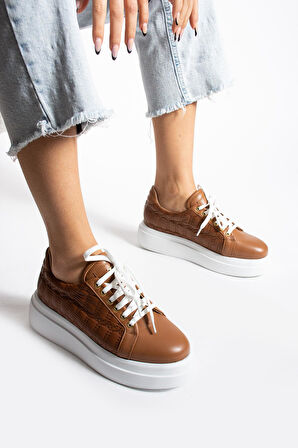 Kadın Deri Sneaker Taba
