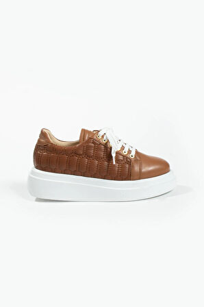 Kadın Deri Sneaker Taba