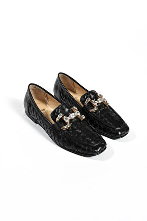 Kadın Hakiki Deri Babet Siyah