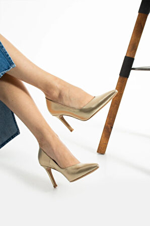 Kadın Hakiki Deri Stiletto Dore