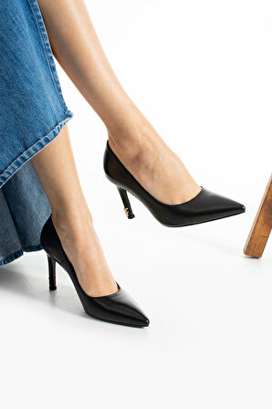 Kadın Hakiki Deri Stiletto Siyah