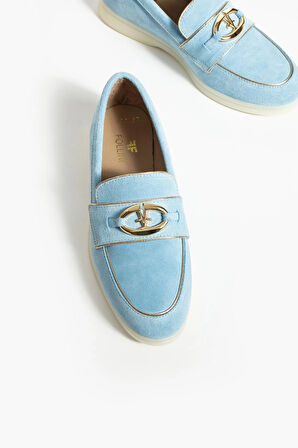 Kadın Hakiki Deri Babet Mavi