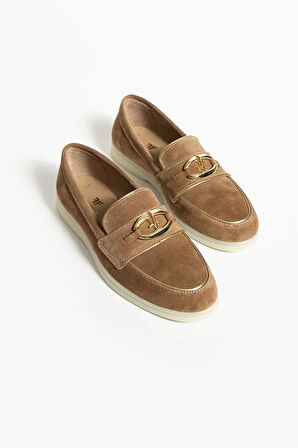 Kadın Hakiki Deri Babet Kahverengi