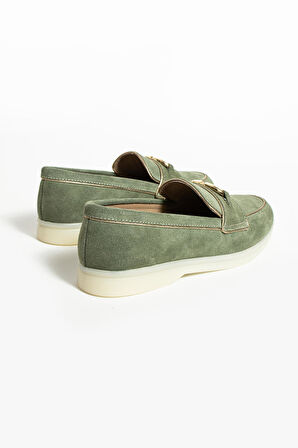 Kadın Hakiki Deri Babet Yeşil