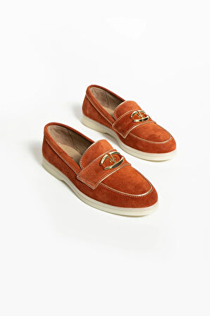 Kadın Hakiki Deri Babet Turuncu