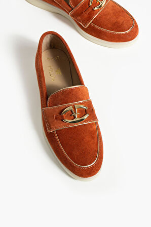 Kadın Hakiki Deri Babet Turuncu