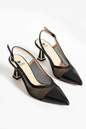 Kadın Hakiki Deri Topuklu Ayakkabı Siyah