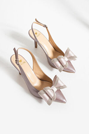 Kadın Hakiki Deri Topuklu Ayakkabı Pudra