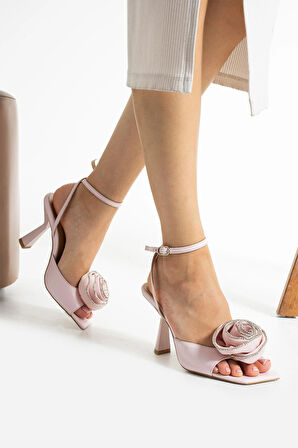 Kadın Hakiki Deri Topuklu Ayakkabı Pudra