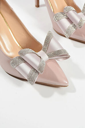 Kadın Hakiki Deri Topuklu Ayakkabı Pudra