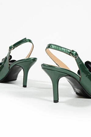 Kadın Hakiki Deri Topuklu Ayakkabı Yeşil