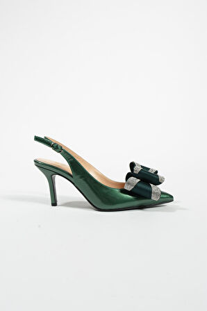 Kadın Hakiki Deri Topuklu Ayakkabı Yeşil