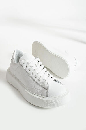 Kadın Hakiki Deri Sneaker Beyaz