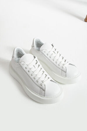 Kadın Hakiki Deri Sneaker Beyaz