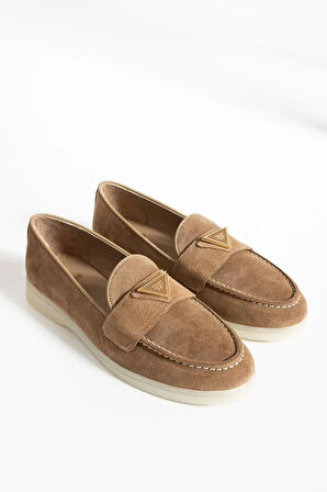 Kadın Hakiki Deri Babet Kahverengi