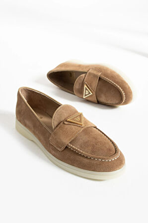 Kadın Hakiki Deri Babet Kahverengi