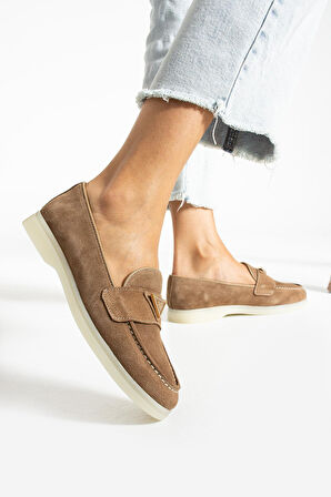 Kadın Hakiki Deri Babet Kahverengi