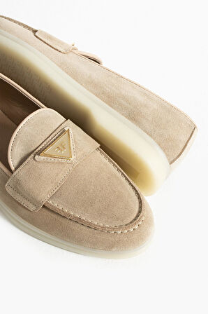 Kadın Hakiki Deri Babet Krem