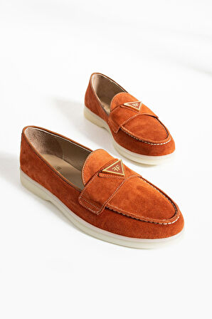 Kadın Hakiki Deri Babet Turuncu